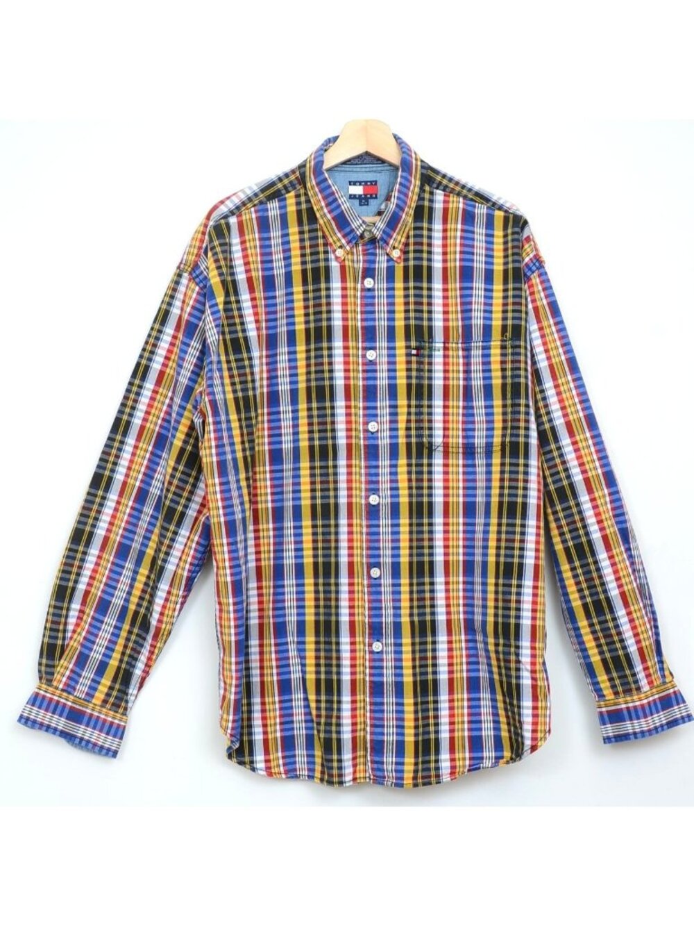 Vintage 90s Tommy HIlfiger Men's XL Multicolor Plaid Long Sleeve Button Up Shirt